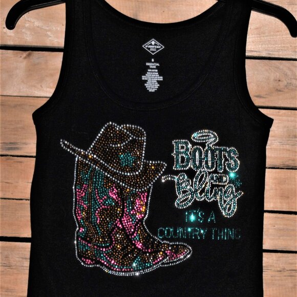 Boots & Bling rhinestone sleeveless tank XS S M L XL XXL 1X 2X 3X … - Picture 2 of 8